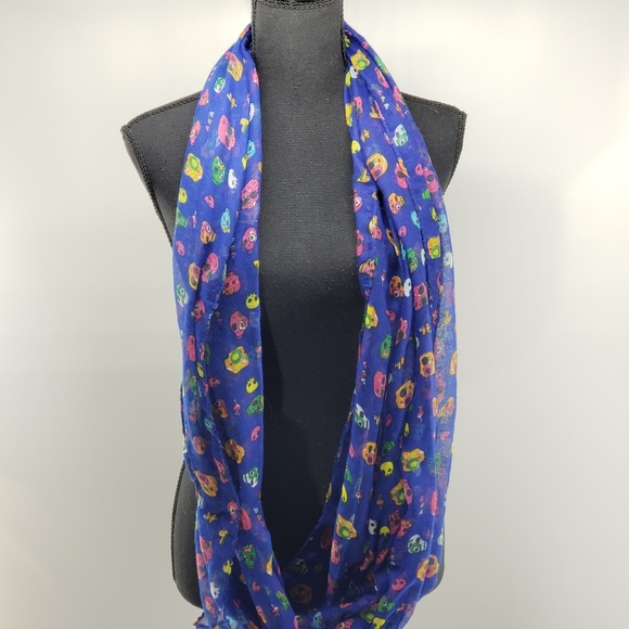 Sheer Colorful Skulls Infinity Scarf - Picture 5 of 7
